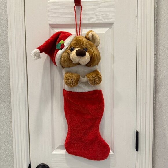 🎄3/$20‼️Vintage 3D Teddy Bear Christmas Stocking - Picture 3 of 12